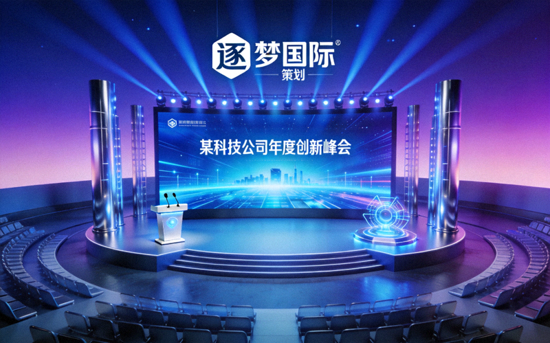 逐梦国际策划的某科技公司年度创新峰会主舞台全景